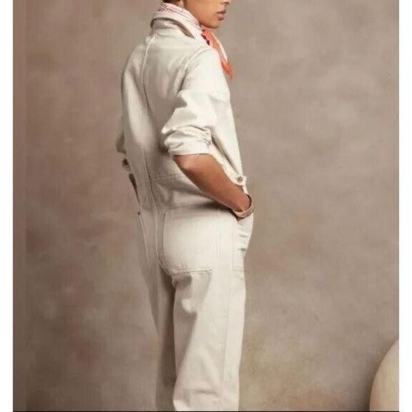 Banana Republic 865092001 Womens Sz 6 Light Ecru Cream/Beige Denim Jumpsuit $140 - Picture 16 of 16